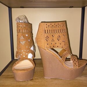 Tan Wedge Sandals